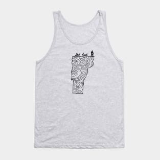 Get Lost Hiking Topographic Art Hike Vermont State Map Tank Top